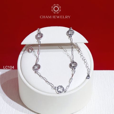 Lắc Chân LC104 CHAM JEWELRY, Lắc Chân Kim Tiền Bảng 8.0mm (Barcode CLACY113).