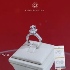 Nhẫn NC155 CHAM JEWELRY, Full Đá Moissanite, Chủ 4.5mm (Barcode OPN03).