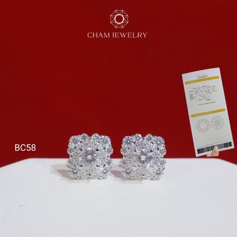 Hoa Tai CHAM JEWELRY BC58, Hoa Tai Chủ Moissanite 4.5mm (Barcode OCB01)