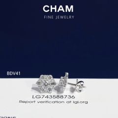Hoa Tai BDV41 Vàng 10k Chủ 4.0mm Kim Cương Lab Grown Diamond