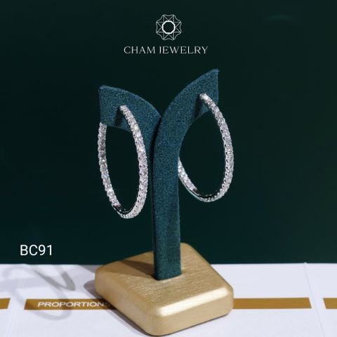 Hoa Tai BC91 CHAM JEWELRY, Hoa Tai Full Moissanite  (Barcode OCB41)
