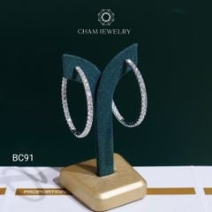 Hoa Tai BC91 CHAM JEWELRY, Hoa Tai Full Moissanite  (Barcode OCB41)