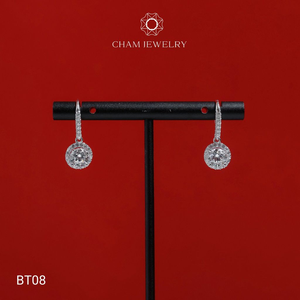 Hoa Tai CHAM JEWERLY BT08, Hoa Tai Tòn Ten Chủ 6.0mm ( Barcode TBMC01).