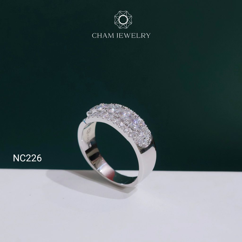 Nhẫn NC226 CHAM JEWELRY, Nhẫn Full Hàng Đá Moissanite (Barcode OCNN84)