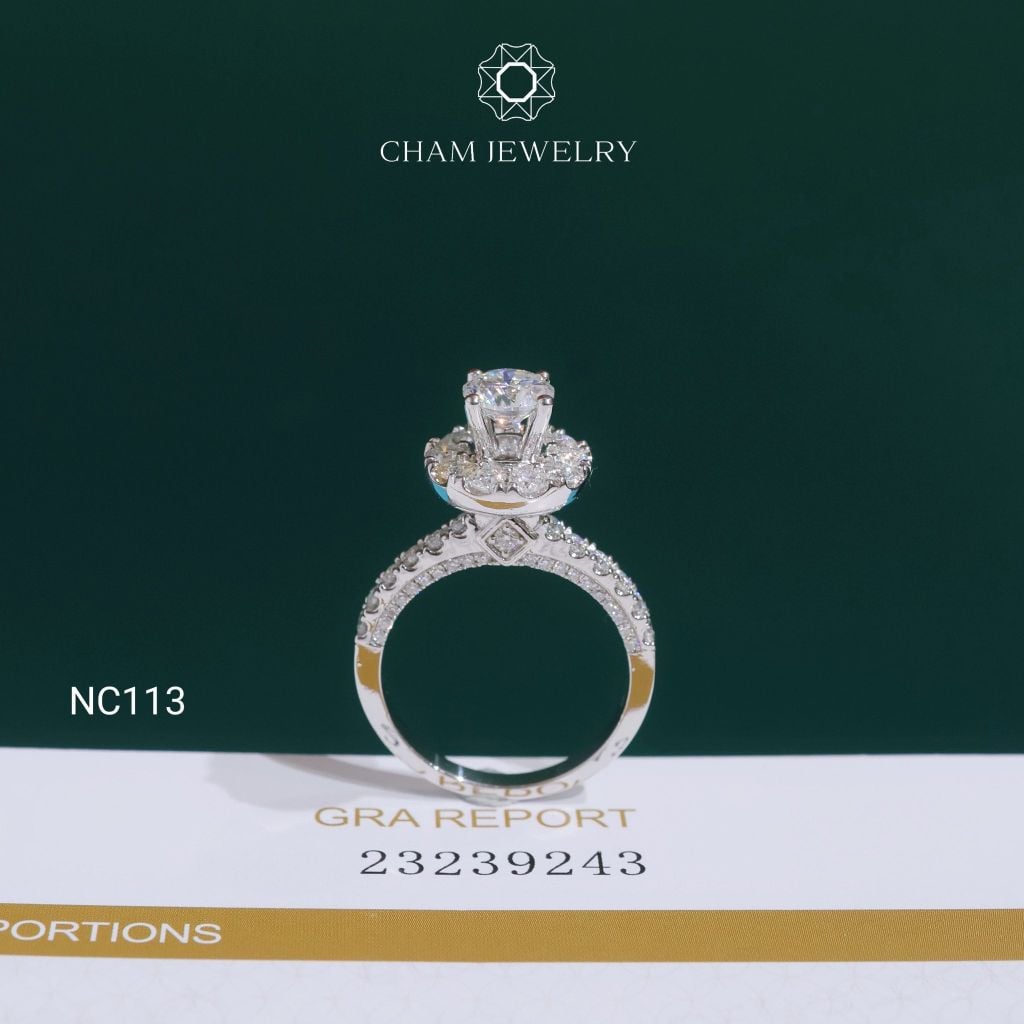 Nhẫn NC113 CHAM JEWELRY, Full Đá Moissanite, Chủ 6.3mm (Barcode OCNN65)