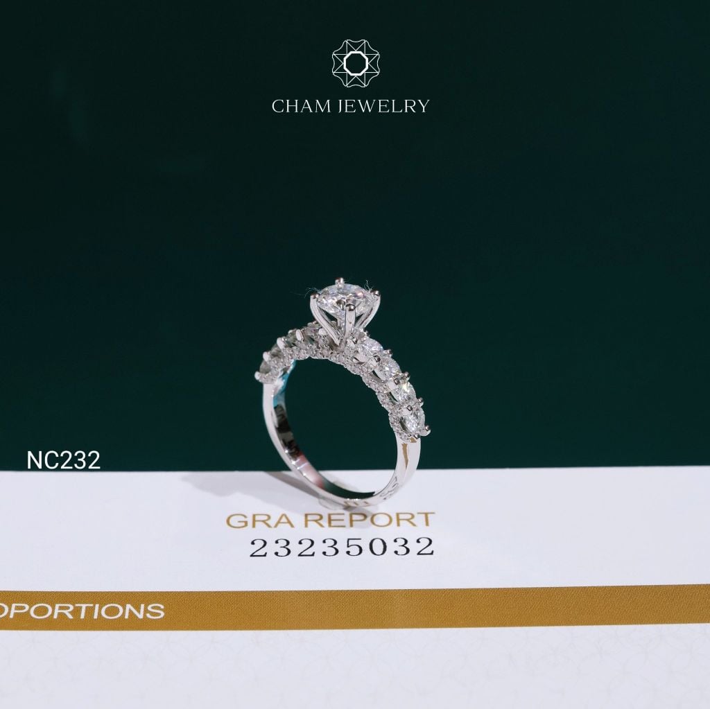 Nhẫn NC232 CHAM JEWELRY, Nhẫn Full Đá Moissanite Chủ 6.3mm (Barcode ONNU301)