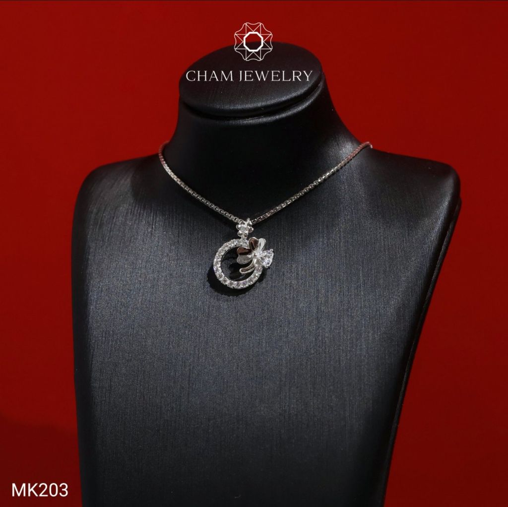 Mặt Dây Chuyền MK203 CHAM JEWELRY, Mặt Xỏ Kiểu Cỏ 3 Lá (Barcode TMX229).