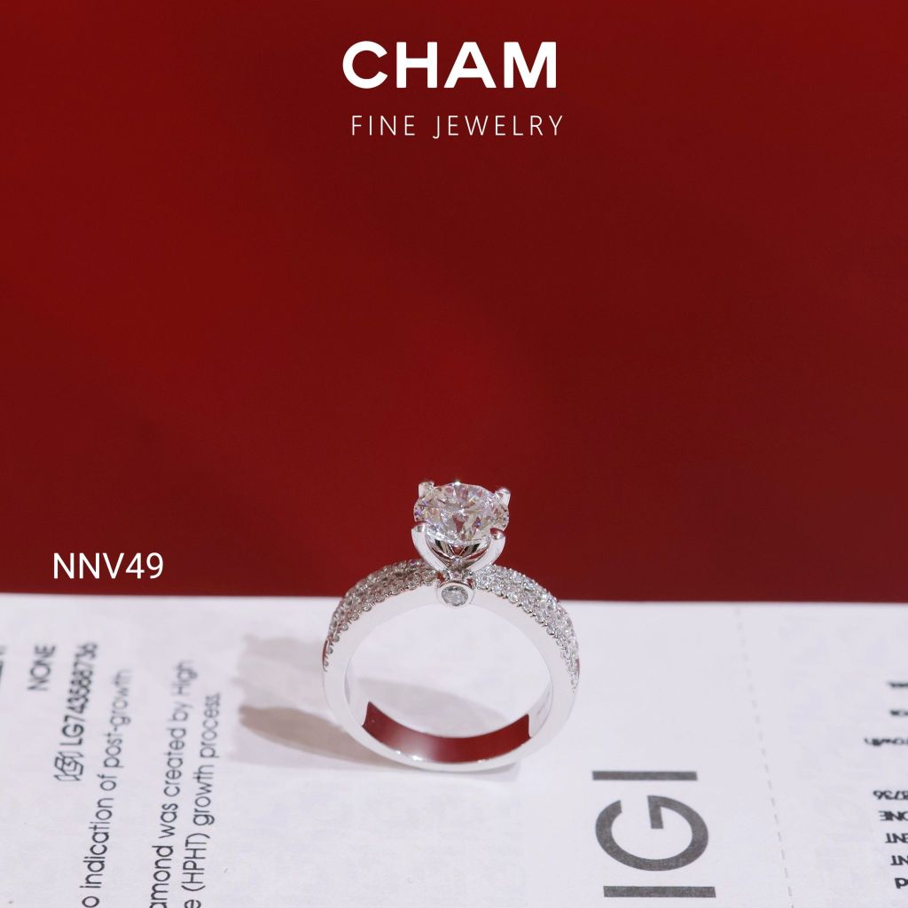 Nhẫn Nữ NNV49 Vàng 10k Chủ 7.2mm Kim Cương Lab Grown Diamond