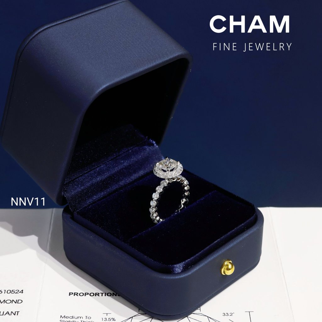 Nhẫn Nữ NNV11 Vàng 10k 7.2mm Kim Cương Lab Grown Diamond (Barcode DNU10)