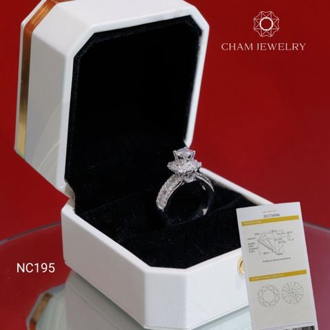 Nhẫn NC195 CHAM JEWELRY, Full Đá Moissanite Chủ 5.5mm (Barcode OCNN24).