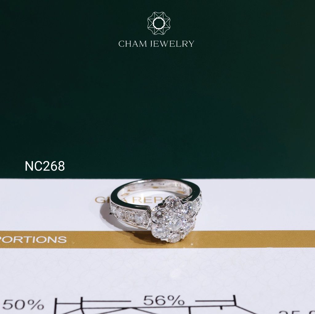 Nhẫn NC268 CHAM JEWELRY, Nhẫn Full Đá Moissanite (Barcode OCNN105)