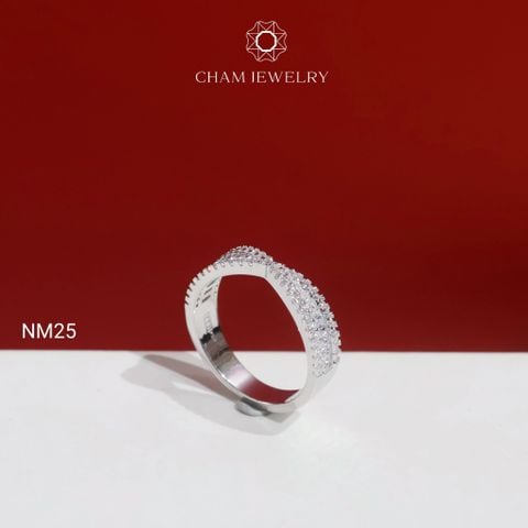 Nhẫn NM25 CHAM JEWELRY, Nhẫn Kiểu Full Nửa Hàng Đá (Barcode TNT490).