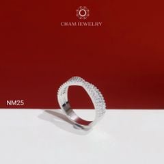 Nhẫn NM25 CHAM JEWELRY, Nhẫn Kiểu Full Nửa Hàng Đá (Barcode TNT490).