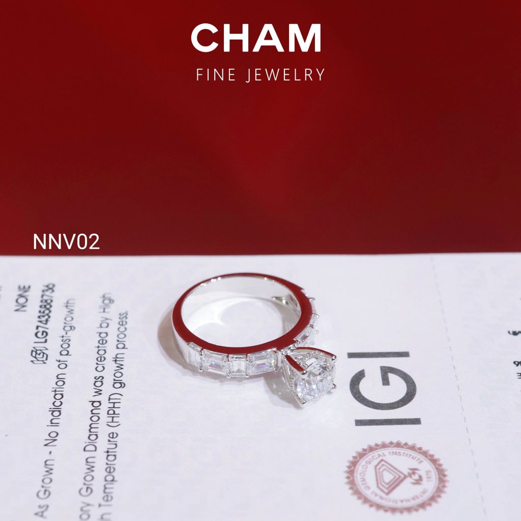 Nhẫn Nữ NNV02 Chủ 6.3mm Vàng 10k Kim Cương Lab Grown Diamond