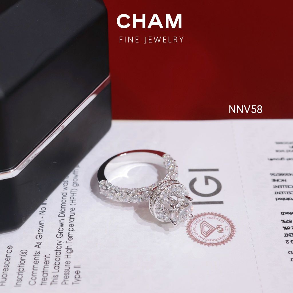 Nhẫn Nữ NNV58 Vàng 10k Chủ 6.3 Kim Cương Lab Grown Diamond