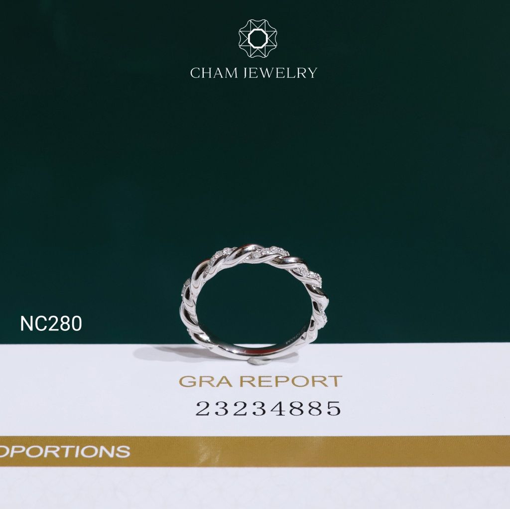 Nhẫn NC280 CHAM JEWELRY, Nhẫn Kiểu Xoắn Full Đá Moissanite (Barcode OHN22)