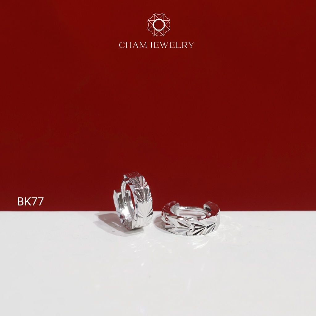 Hoa Tai BK77 CHAM JEWELRY, Hoa Tai Khoen Chạm Máy Bản 3.0mm ( TBK401 )