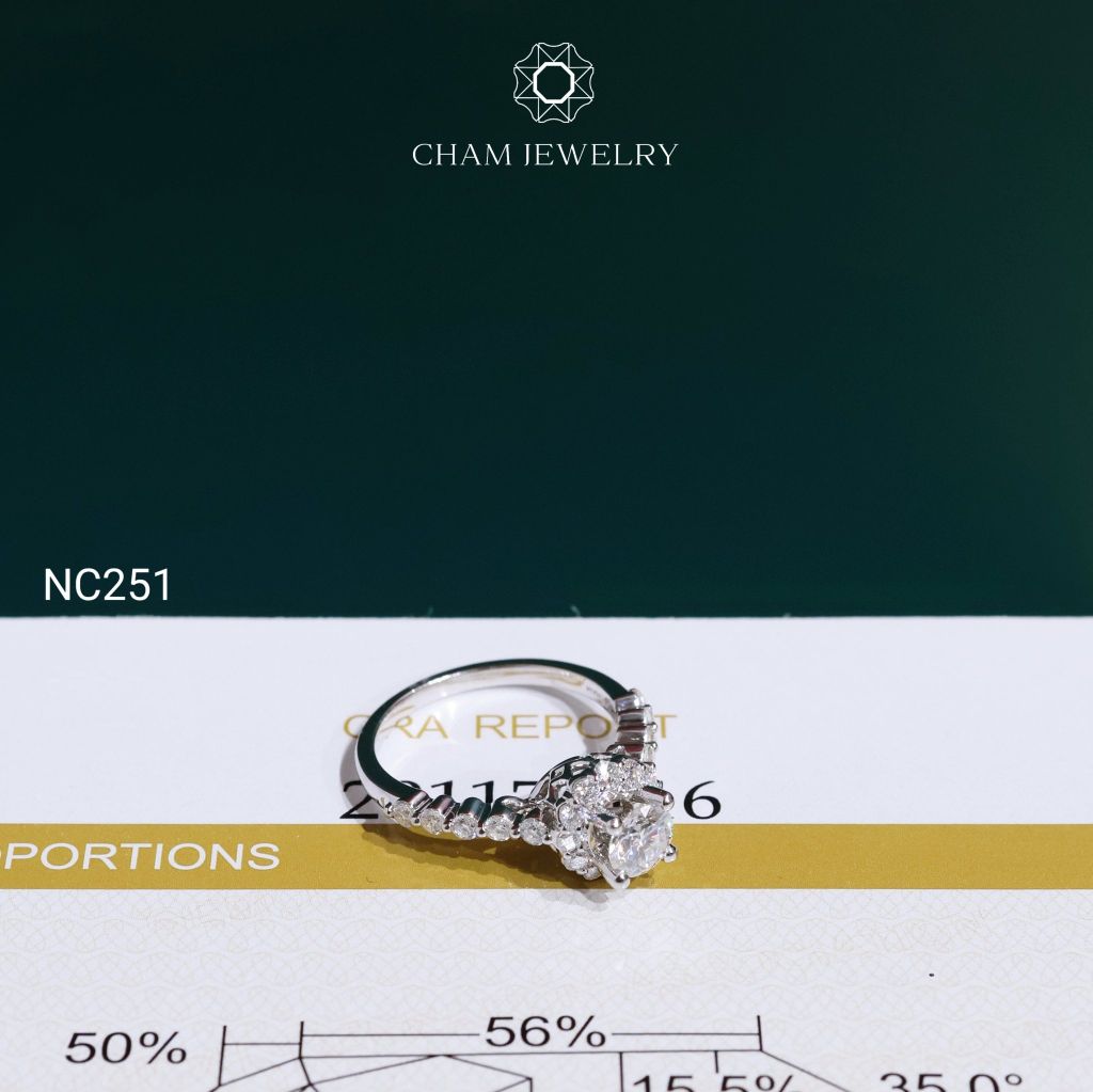 Nhẫn NC251 CHAM JEWELRY, Nhẫn Full Đá Moissanite Chủ 5.0mm (Barcode OCNN57)