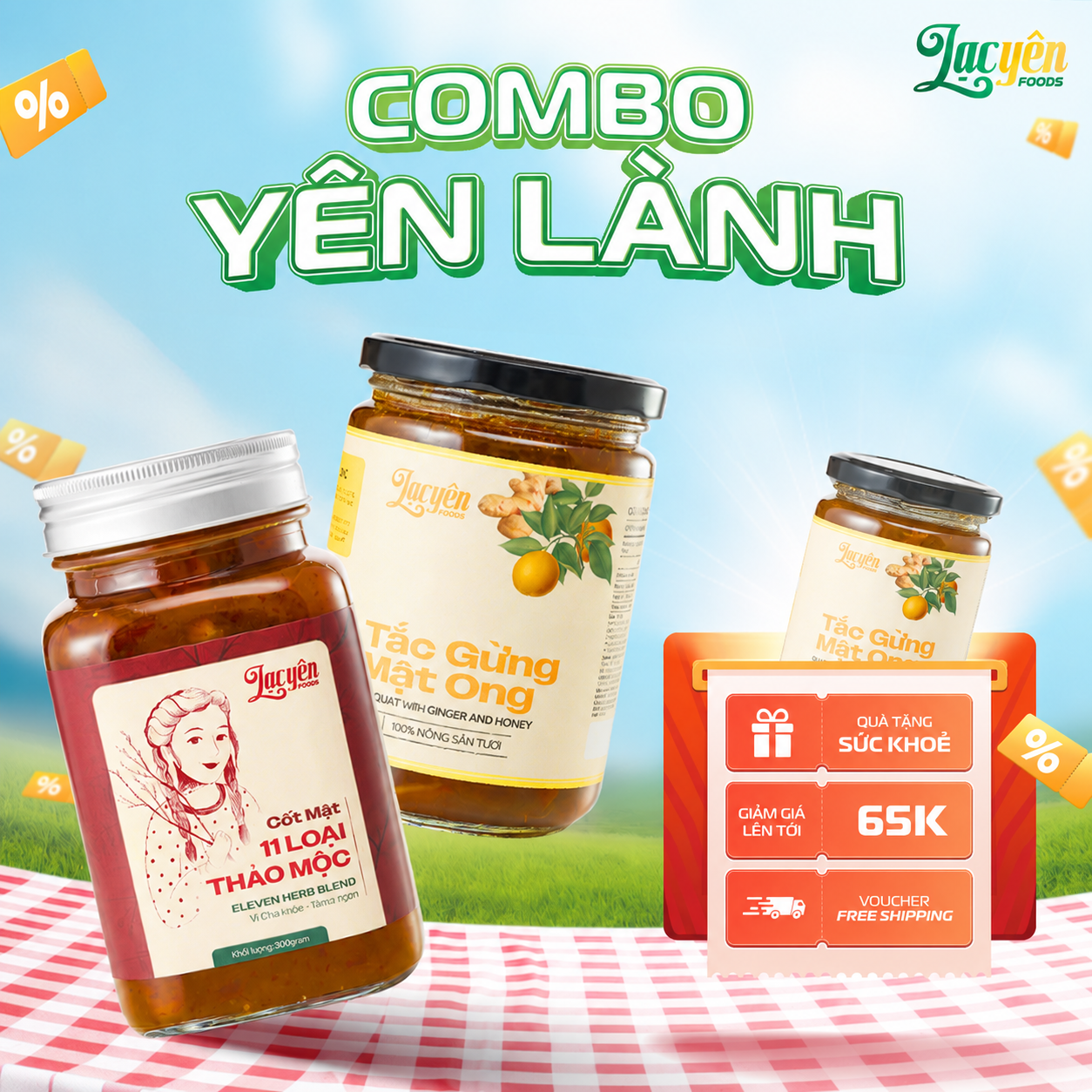  COMBO YÊN LÀNH - Cốt Mật 11 Loại Thảo Mộc + Tắc gừng Mật Ong + Quà Tặng 