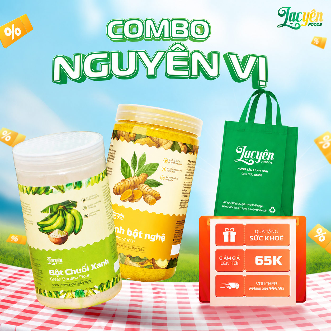  COMBO NGUYÊN VỊ - Tinh Bột Nghệ + Bột Chuối Xanh 