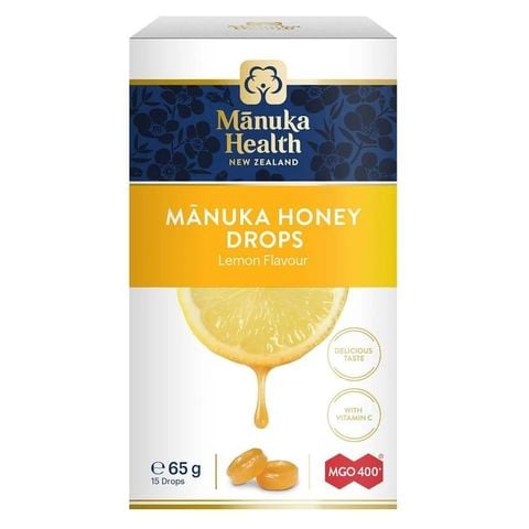 Kẹo ngậm mật ong Manuka Health MGO 400+ vị chanh 15 giọt