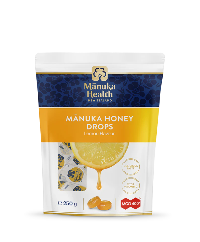 Kẹo ngậm mật ong Manuka Health MGO 400+ vị chanh 15 giọt
