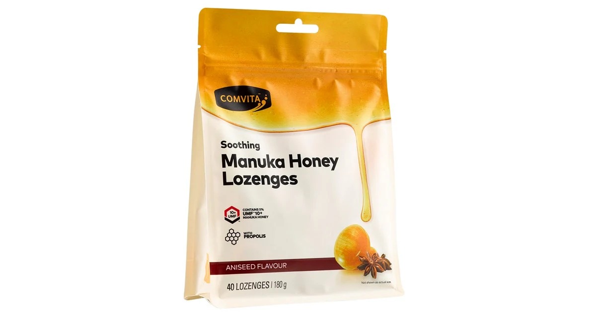 Viên ngậm Comvita Manuka Honey with Propolis (Chanh và Mật ong) 12 viên