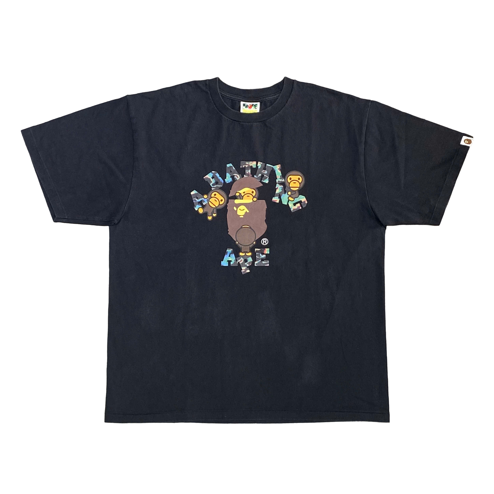  BAPE MULTI CAMO COLLEGE MILO TEE 002TEJ301004M 