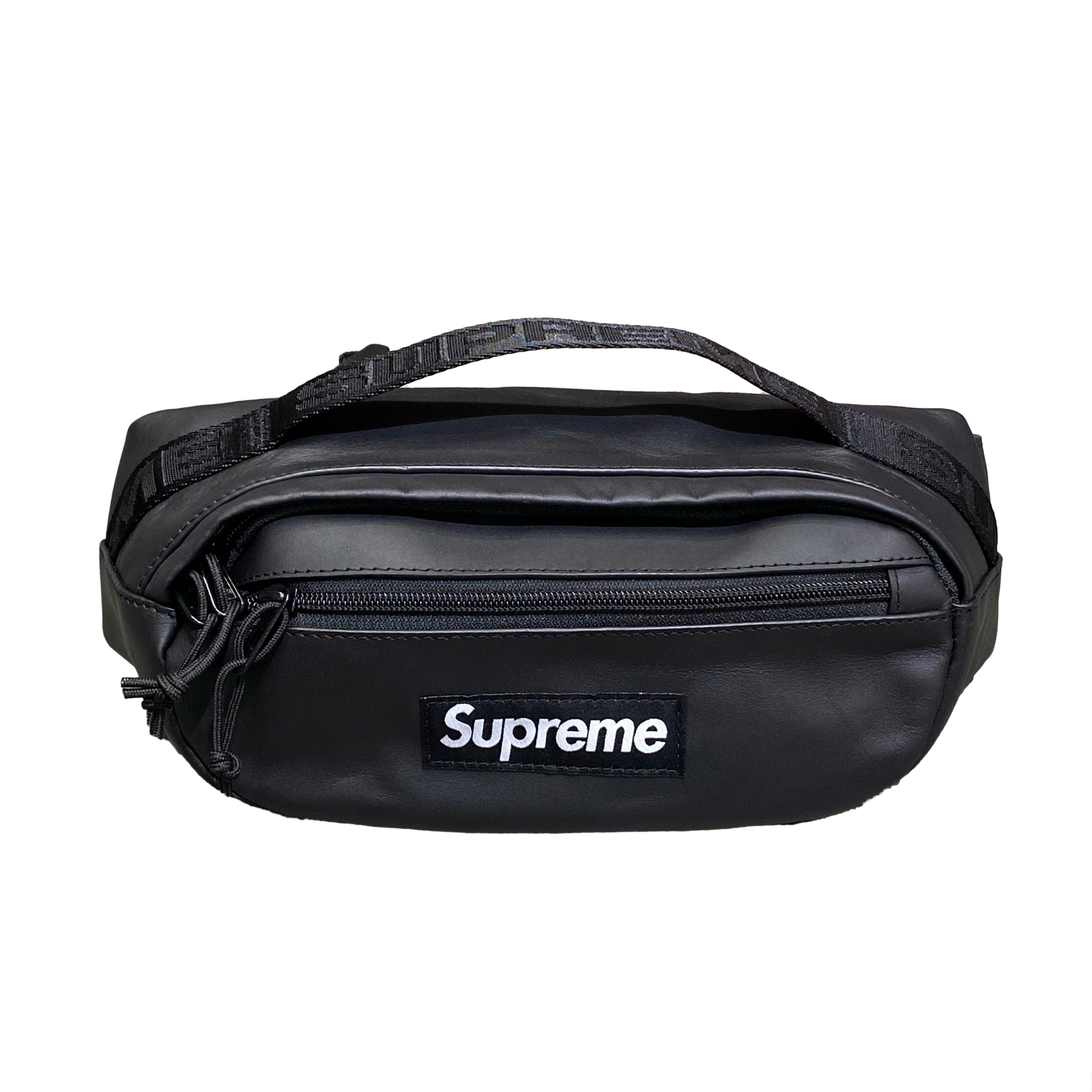  SUPREME LEATHER WAIST BAG BLACK FW23 