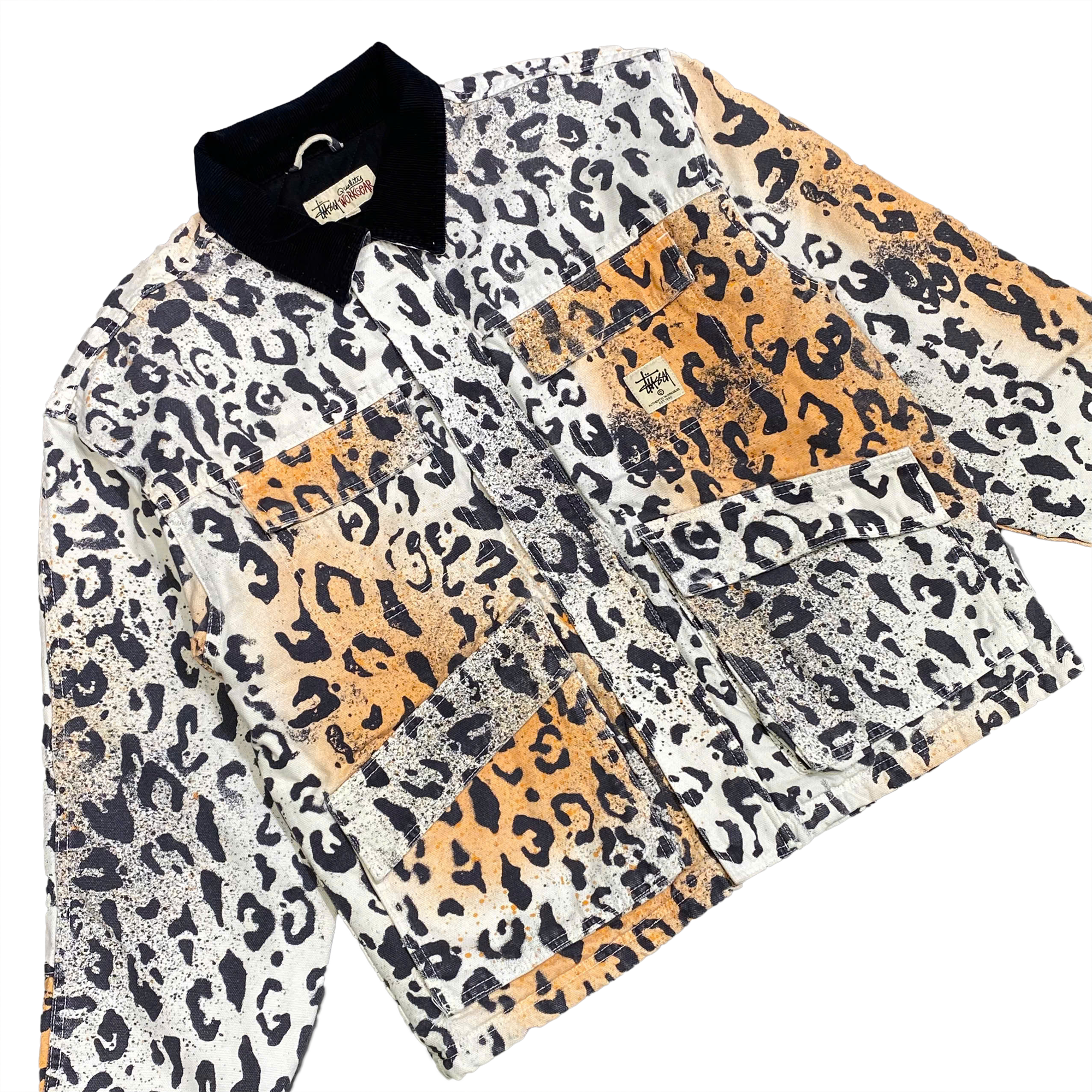  STUSSY LEOPARD PRINT CANVAS JACKET 