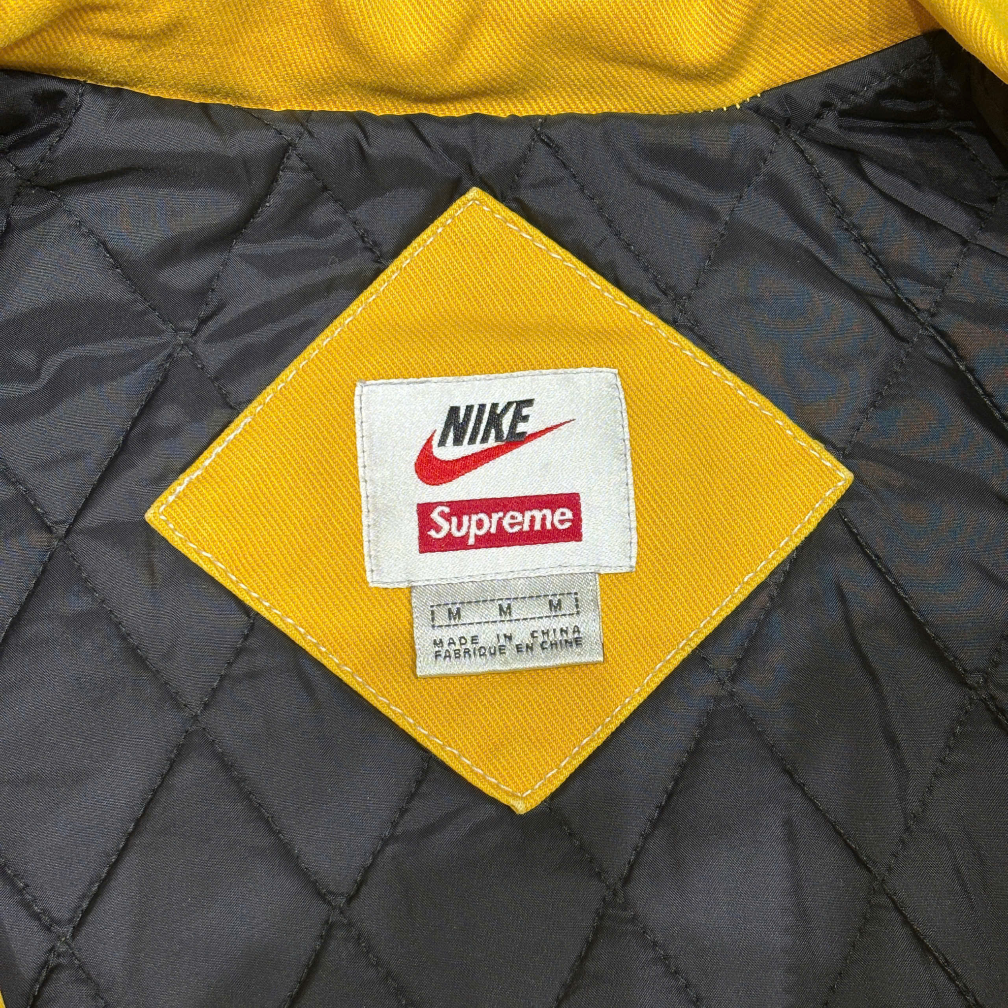  SUPREME NIKE DOUBLE ZIP QUILTED WORK JACKET MUSTARD 