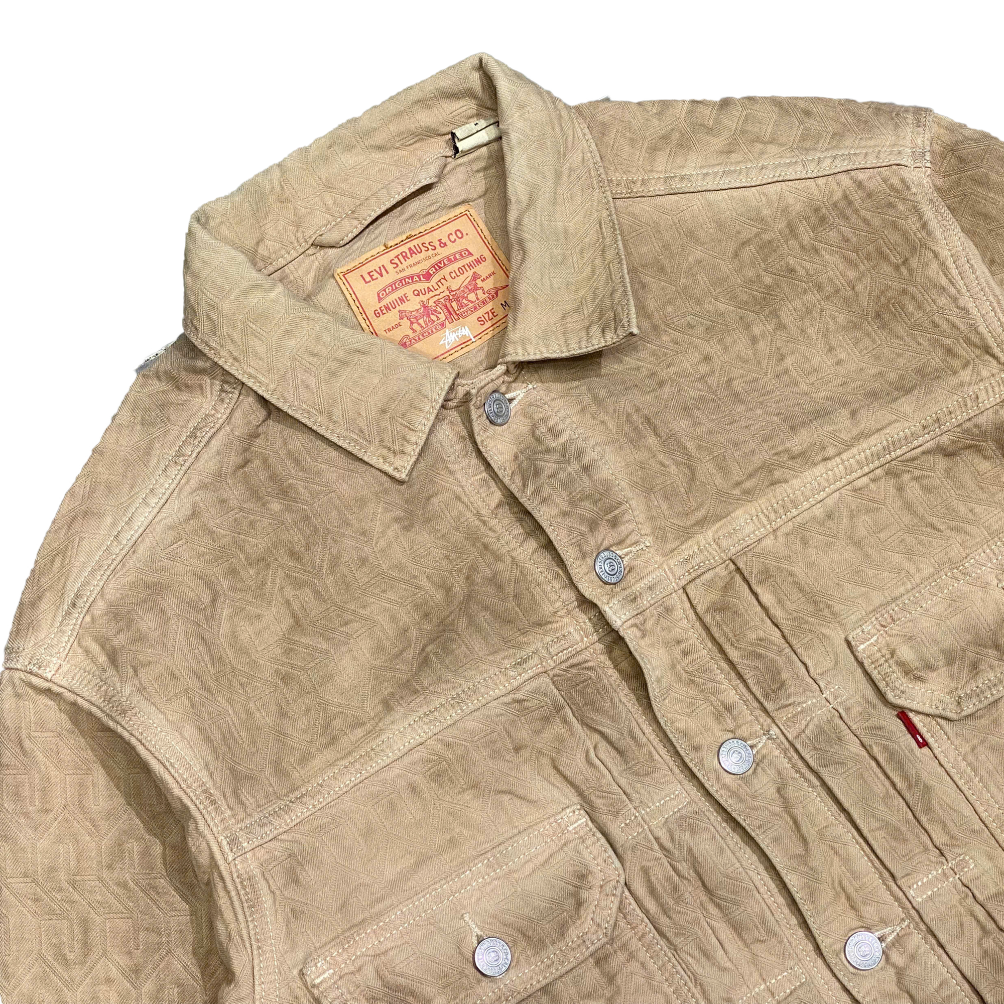  STUSSY X LEVI'S DYED JACQUARD JACKET BROWN 