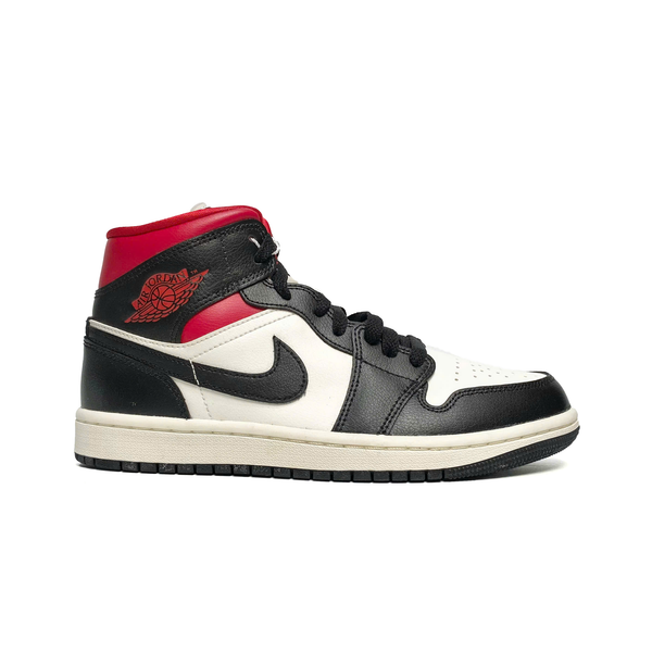  NIKE AIR JORDAN 1 MID BLACK SAIL GYM RED BQ6472-061 