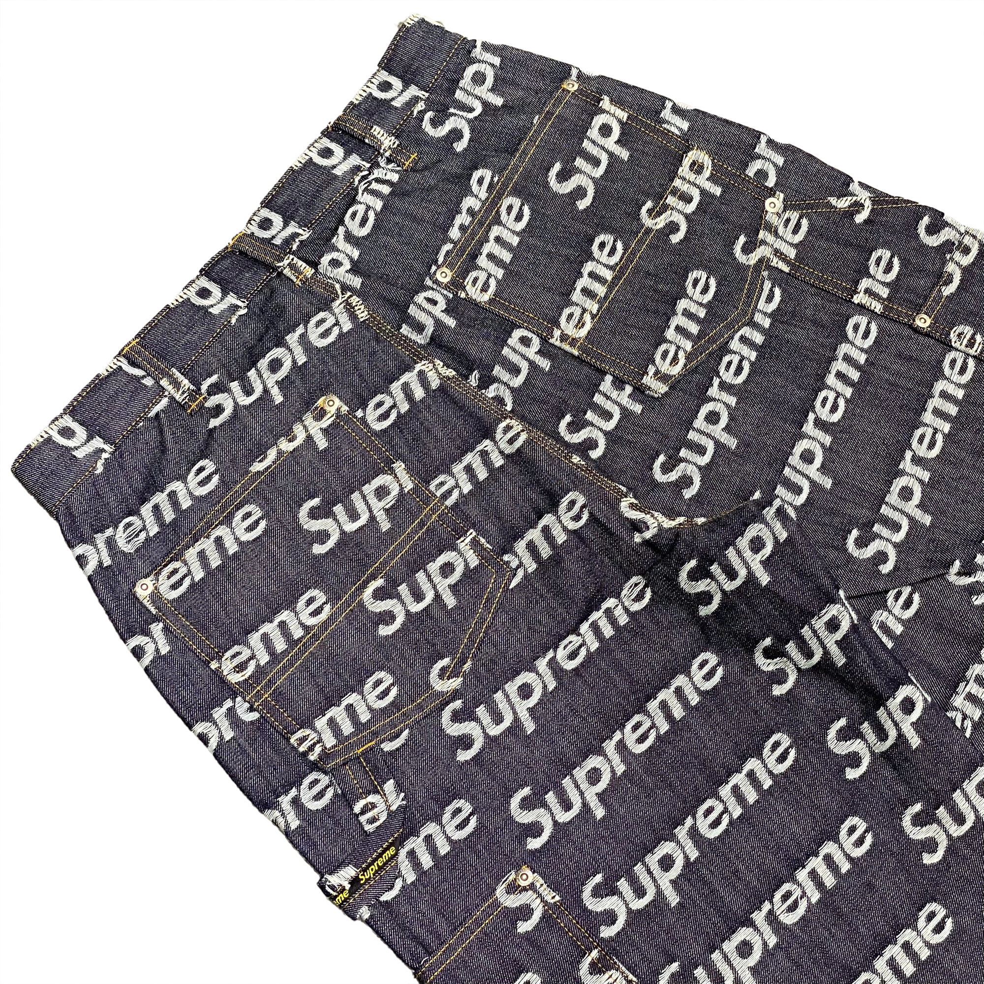  SUPREME JACQUARD LOGOS DOUBLE KNEE DENIM PAINTER JEANS 
