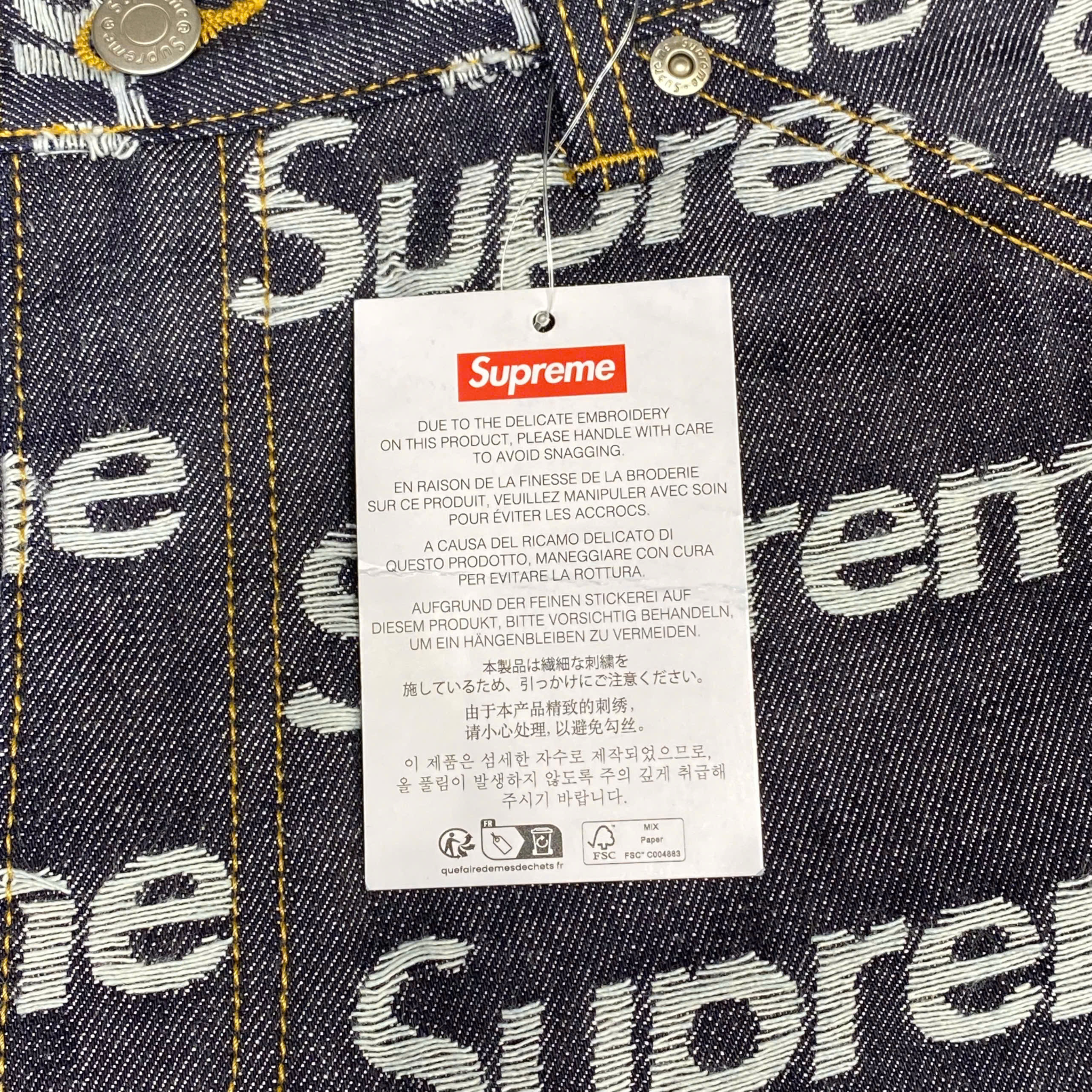  SUPREME JACQUARD LOGOS DOUBLE KNEE DENIM PAINTER JEANS 