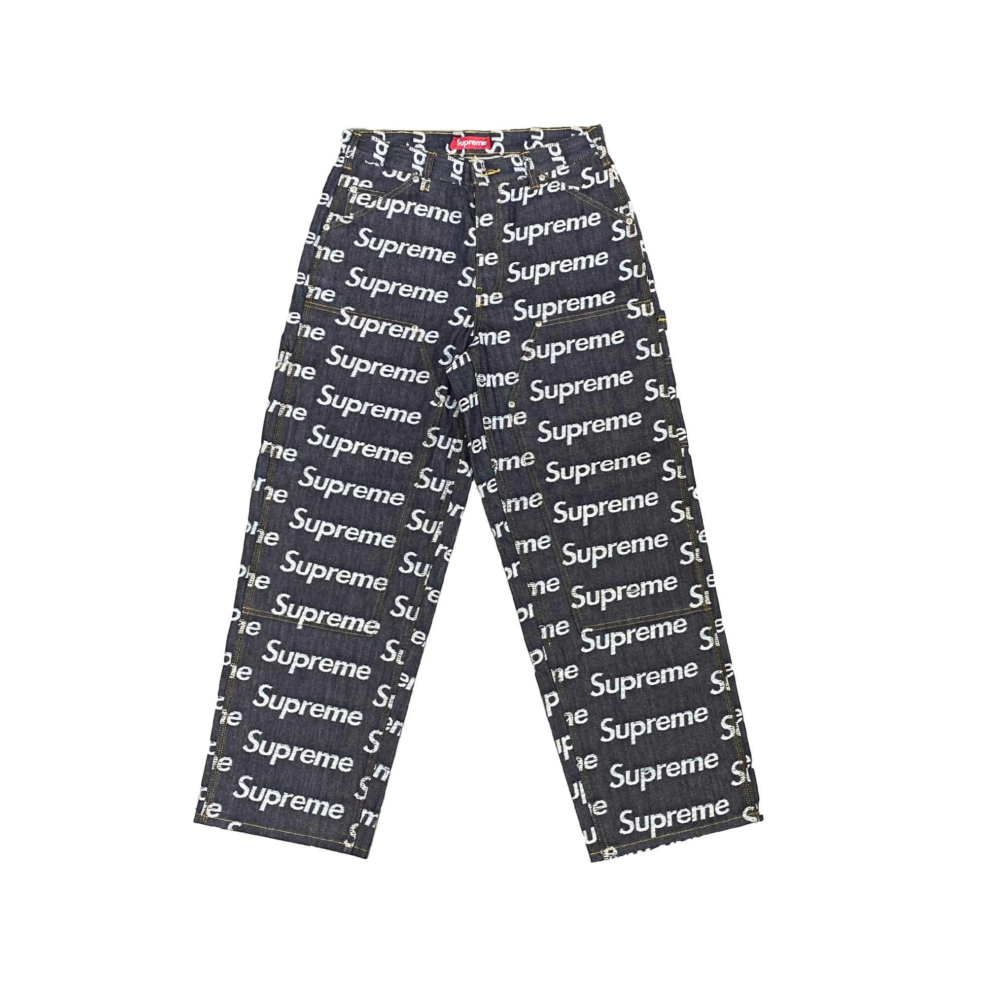  SUPREME JACQUARD LOGOS DOUBLE KNEE DENIM PAINTER JEANS 
