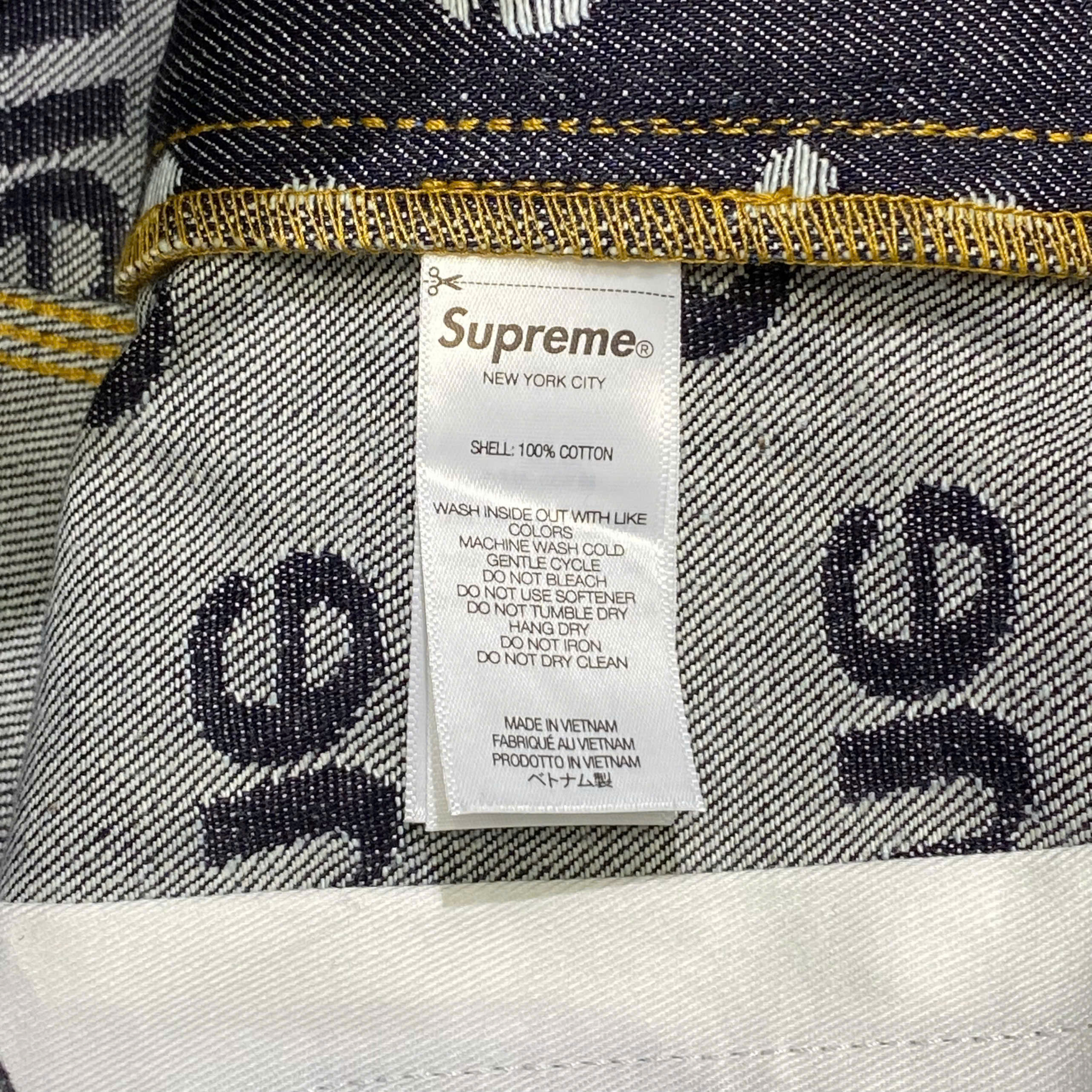  SUPREME JACQUARD LOGOS DOUBLE KNEE DENIM PAINTER JEANS 
