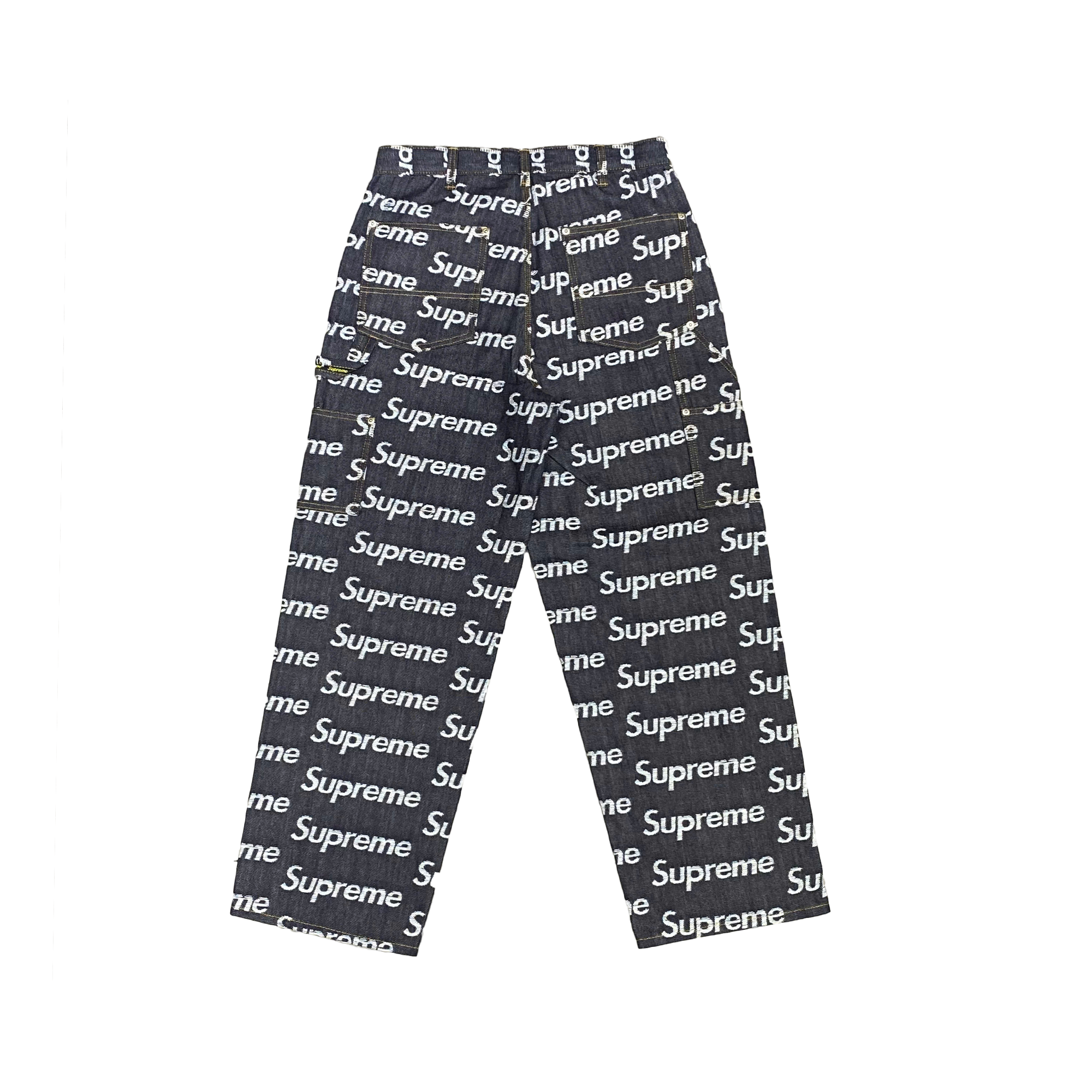  SUPREME JACQUARD LOGOS DOUBLE KNEE DENIM PAINTER JEANS 
