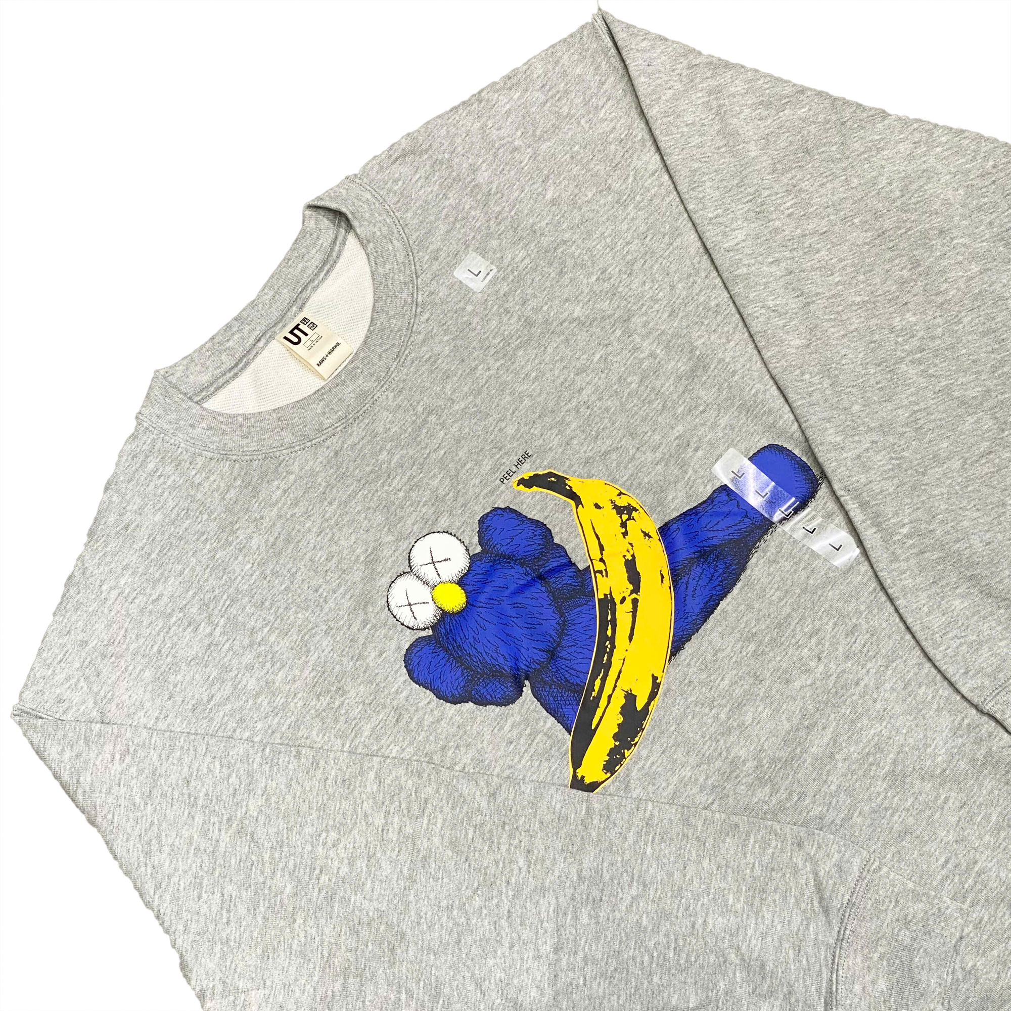 UNIQLO KAWS X WARHOL BANANA GREY CREWNECK SWEATER 