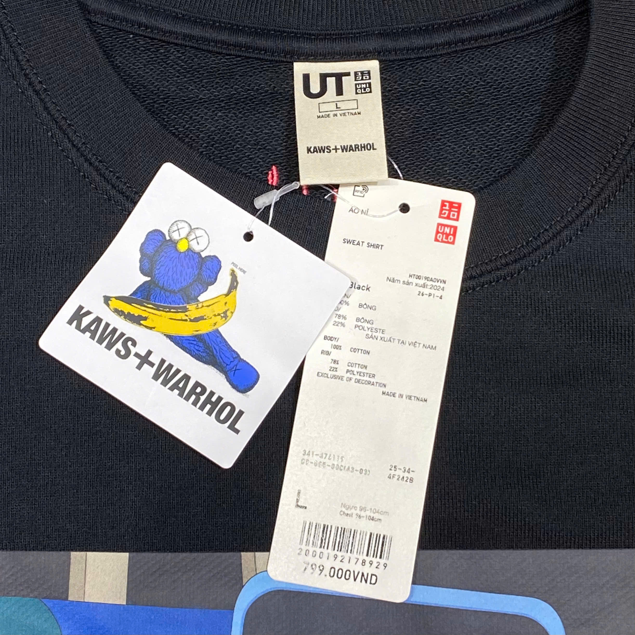  UNIQLO KIDS KAWS + WARHOL SWEAT LONG SLEEVE SHIRT BLACK 