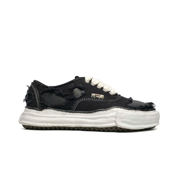  MAISON MIHARA YASUHIRO BAKER BROKEN LEATHER CANVAS LOW BLACK A08FW727 
