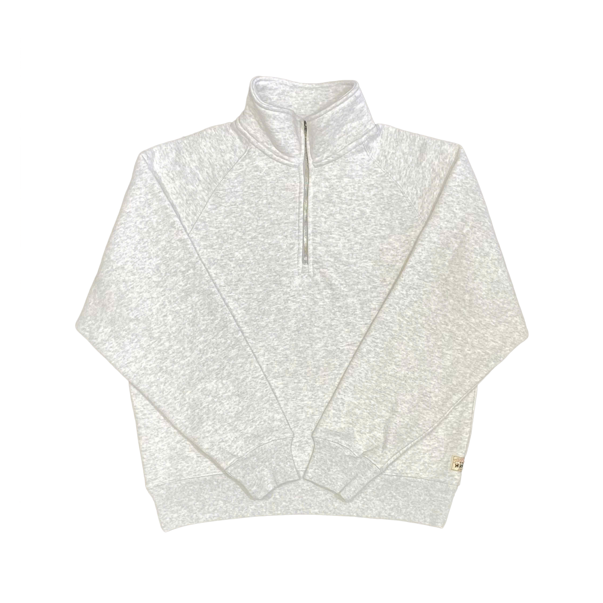  STUSSY FLEECE RAGLAN ZIP MOCK ASH HEATHER 