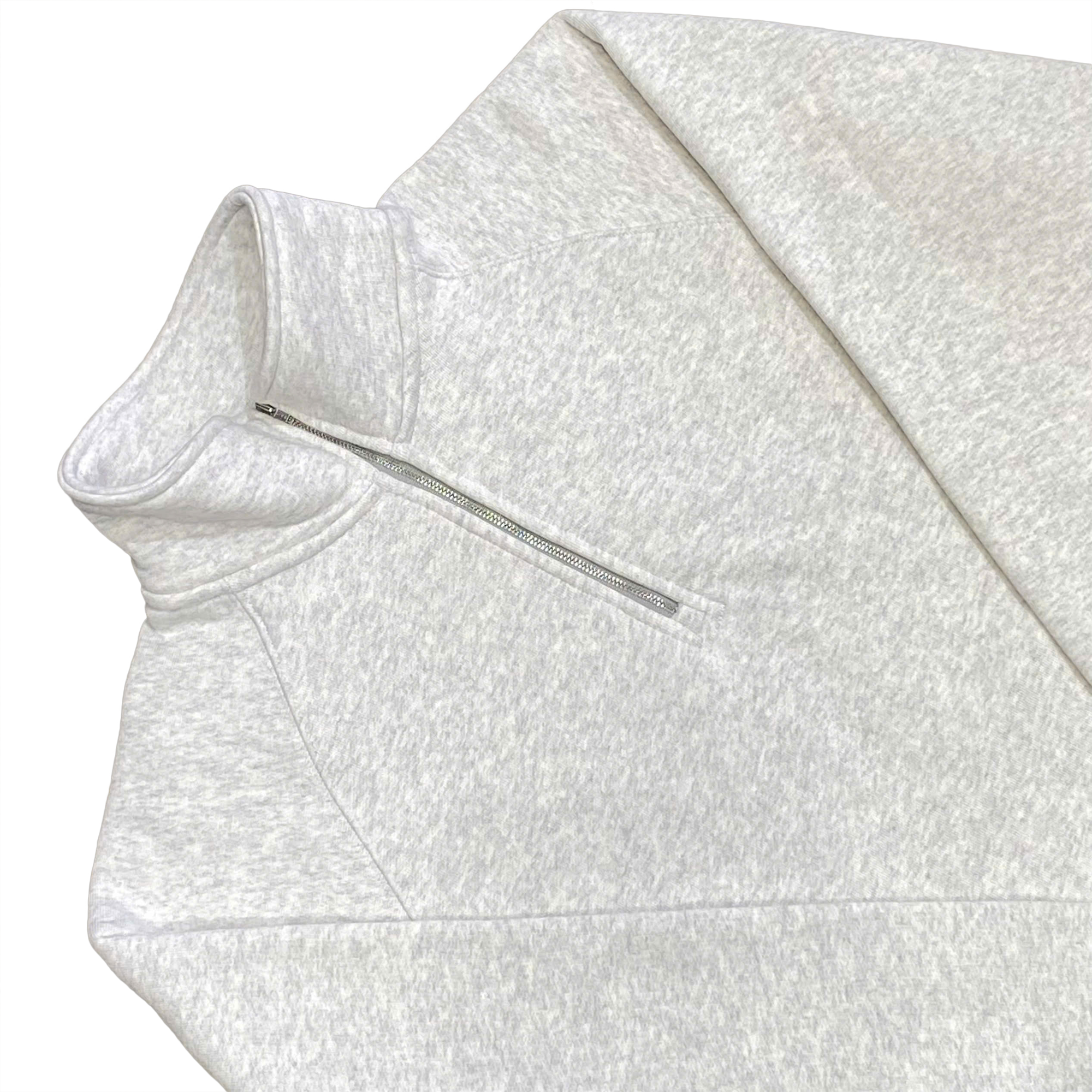  STUSSY FLEECE RAGLAN ZIP MOCK ASH HEATHER 
