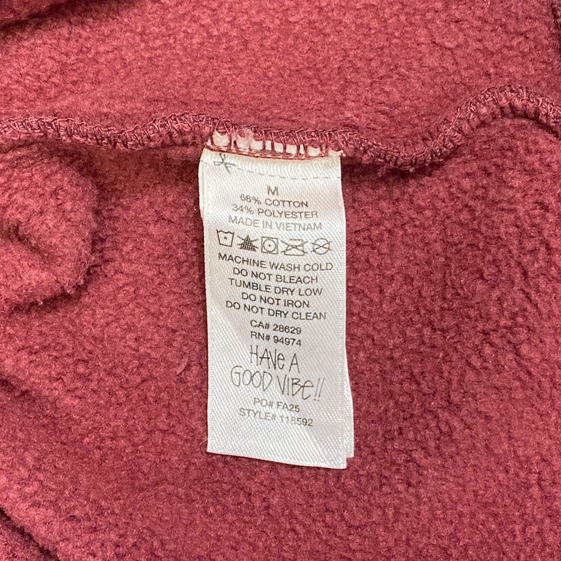  STUSSY MANTRA ZIP HOODIE BURGUNDY 