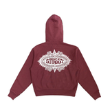  STUSSY MANTRA ZIP HOODIE BURGUNDY 