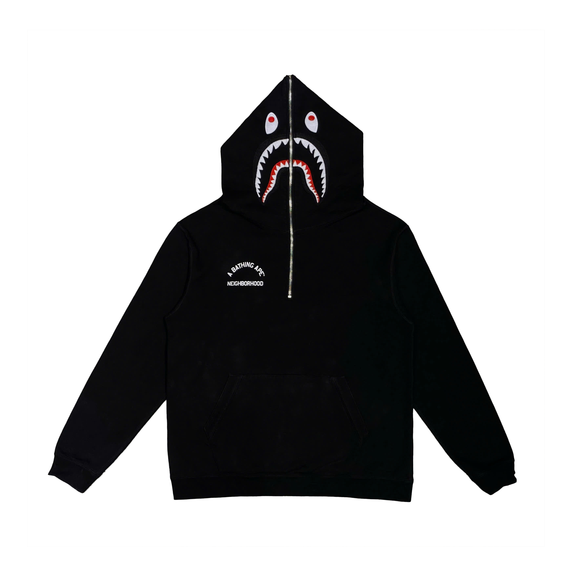  A BATHING APE BAPE x NBHD TWO FACE HALF ZIP PULLOVER HOODIE 