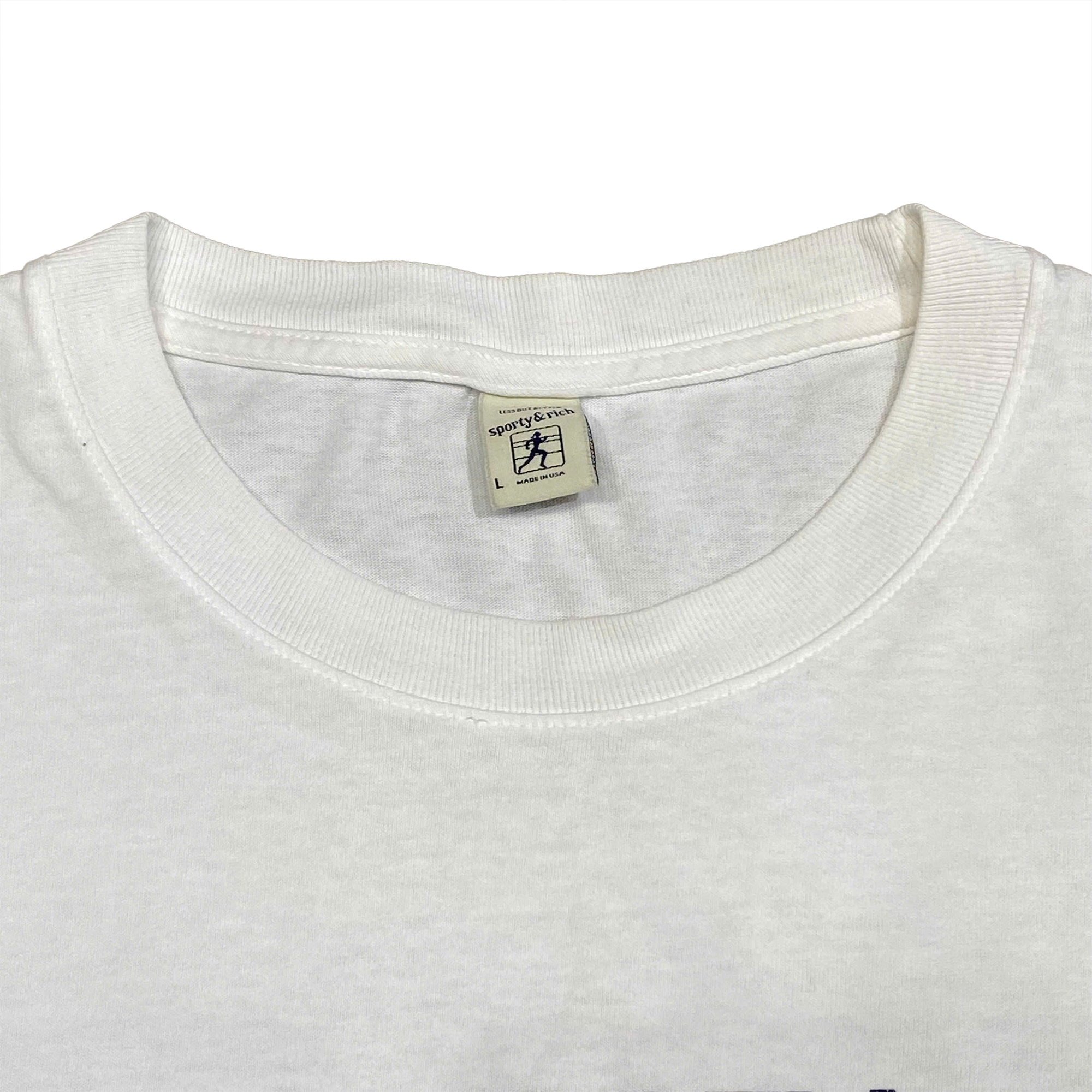  SPORTY & RICH RUNNING MAN T-SHIRT IN WHITE/NAVY 