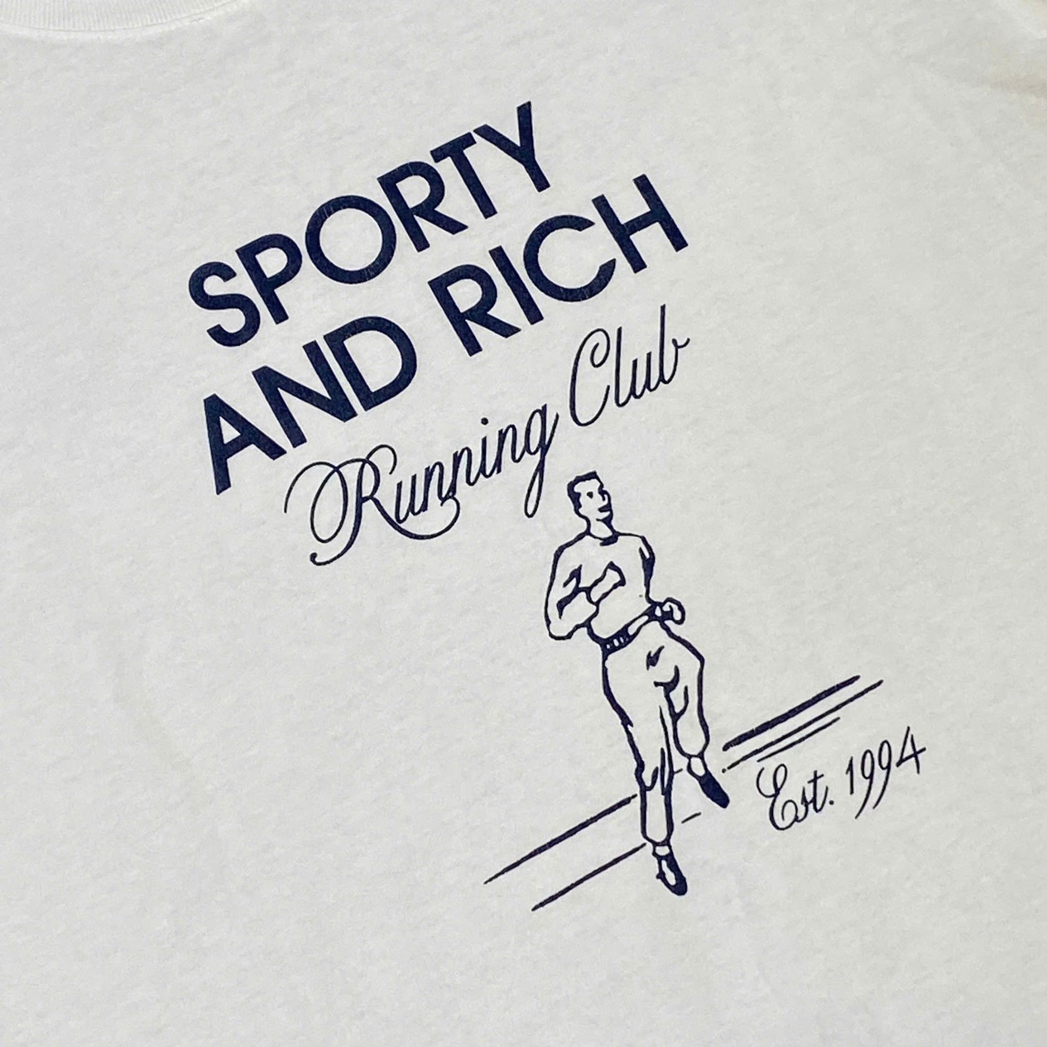  SPORTY & RICH RUNNING MAN T-SHIRT IN WHITE/NAVY 