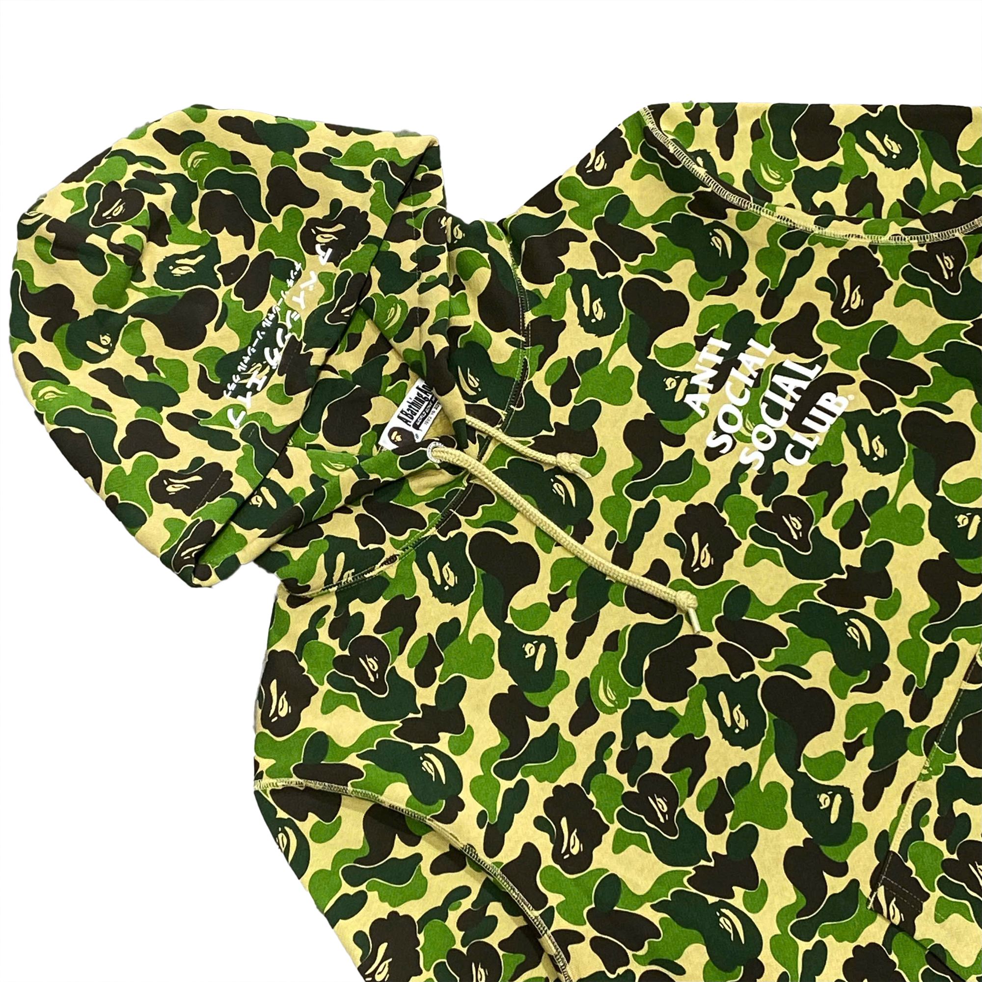  BAPE X ANTI SOCIAL SOCIAL CLUB ABC CAMO PULLOVER HOODIE GREEN 