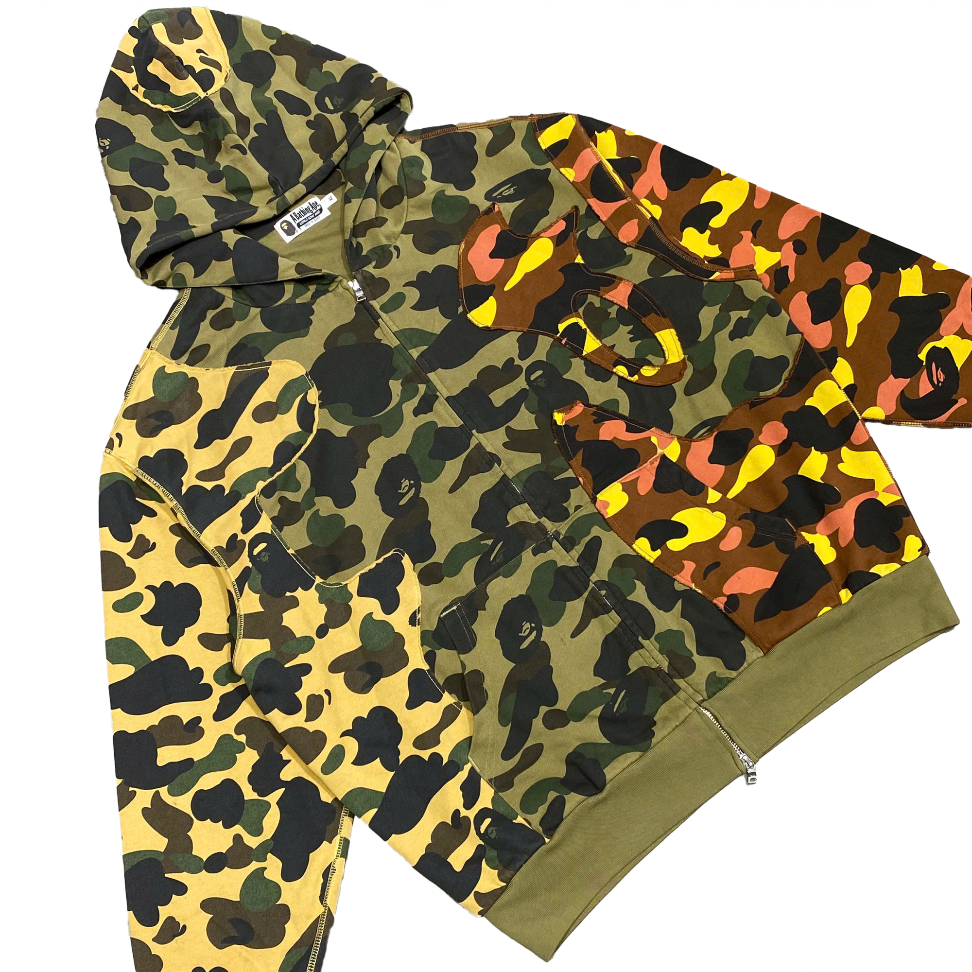  BAPE 1ST CAMO UPCYCLED RELAXED FIT FULL ZIP HOODIE 